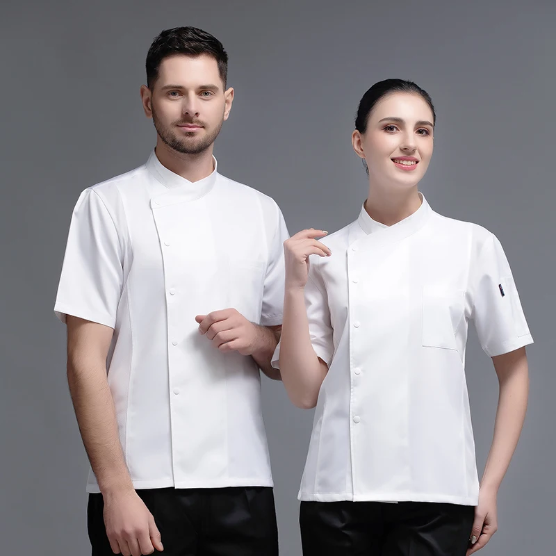 Chef Uniform Mannen Jas Koken Kleding Keuken Shirt Serveerster Food Service Hotel Fast Food Hot Pot Cake Shop Jas Aangepast Logo