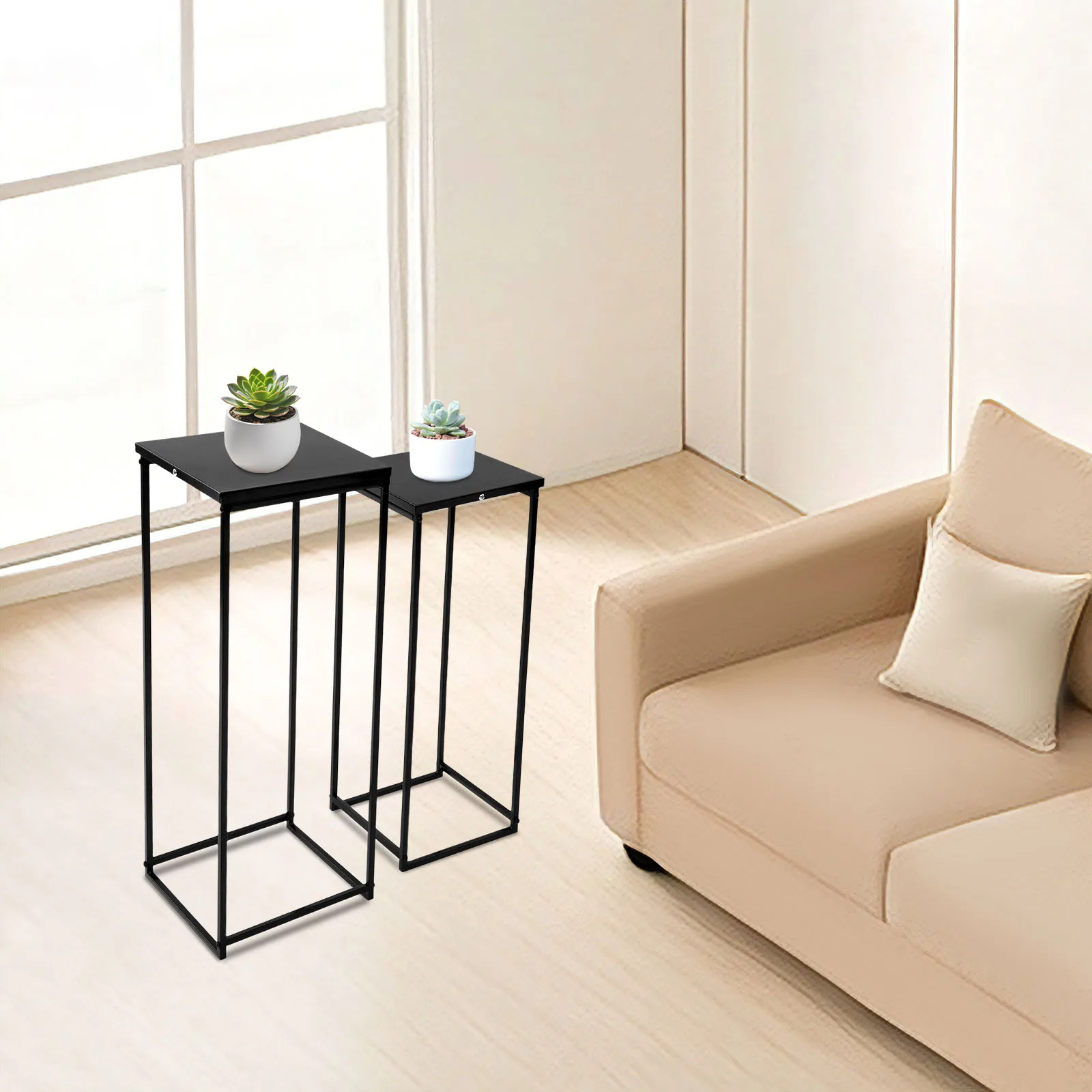 

2 шт. металлические подставки для цветов 25x25x70см/22x22x60см, черные подставки-табуреты для растений, декор для свадьбы, детского праздника, дня рождения