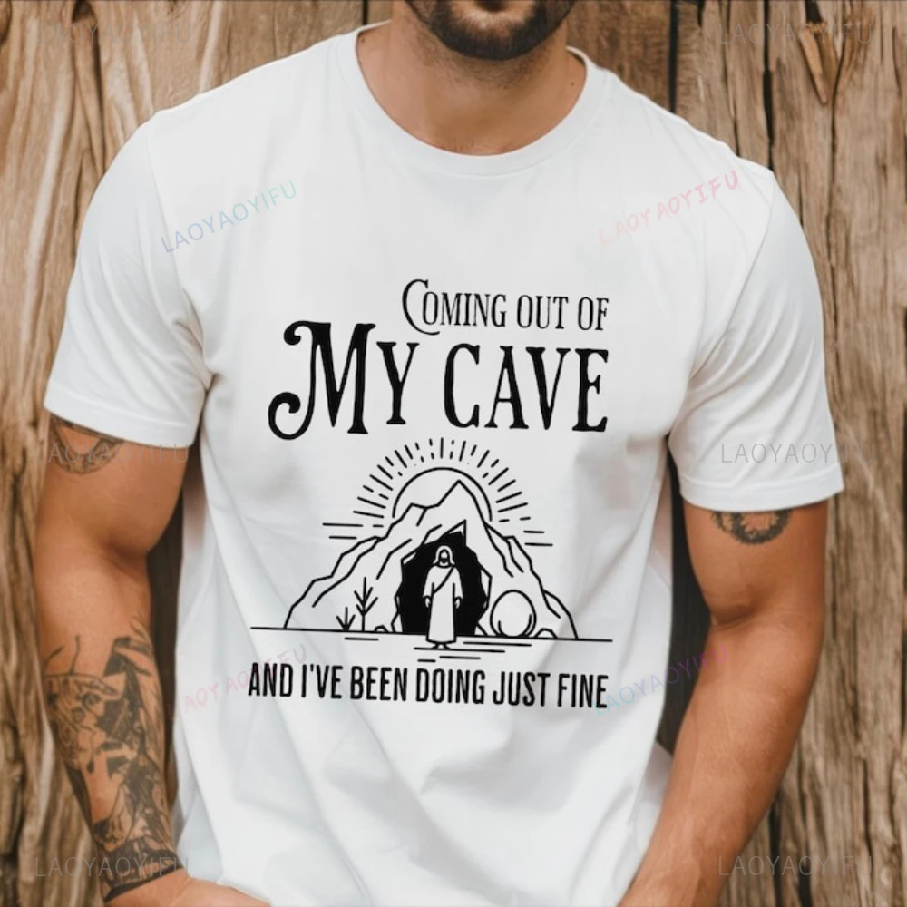 Coming Out of My Cave Jesus Shirt Jesus Meme Funny Jesus Easter Shirt He Is Rizzen Funny Quote Tee Music Lyric Shirt