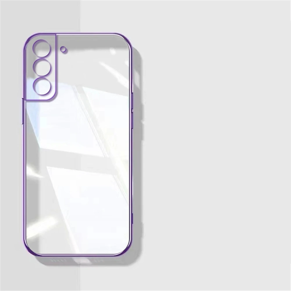 Luxury Plating Transparent Case For Samsung Galaxy S25 S24 S23 S22 S21 Note 20 Ultra Plus S21 S23 S24 FE Soft Silicon Back Cover