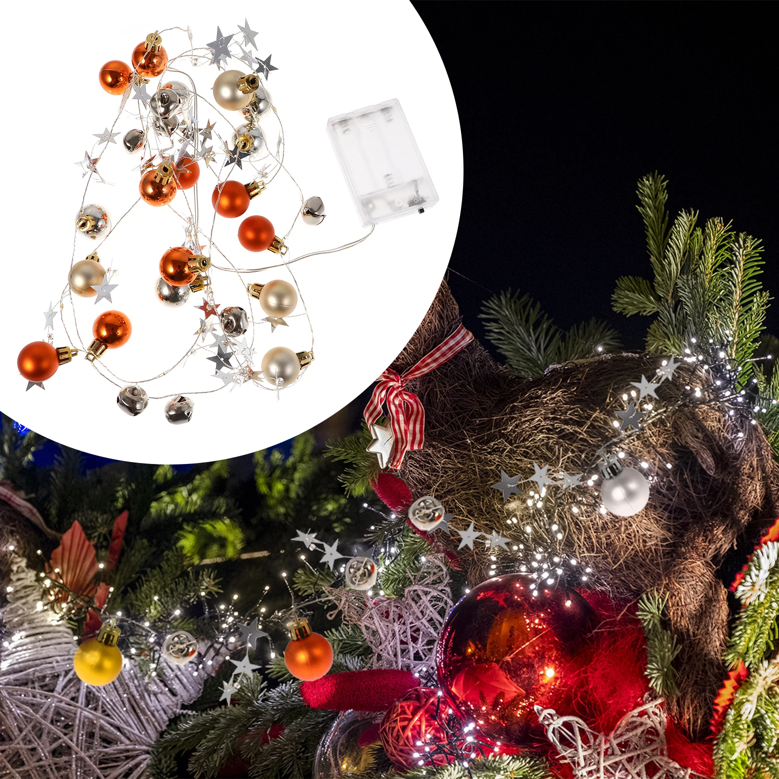 

Decorative Lights Bell String Christmas Ball Garland Decorations Plastic Hanging