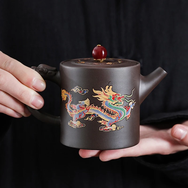 Origine cinese che cambia calore drago e fenice Xishi Pot Purple Clay Pot Pure Semi Handmade Kung Fu Tea Set teiera