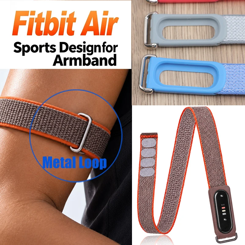 Für Google Fitbit Air Bizeps-Armband Nylon-Schlaufe Sport-Fitness-Tracker Gewebtes Verstellbares Atmungsaktives Band für Fitbit Air Armband