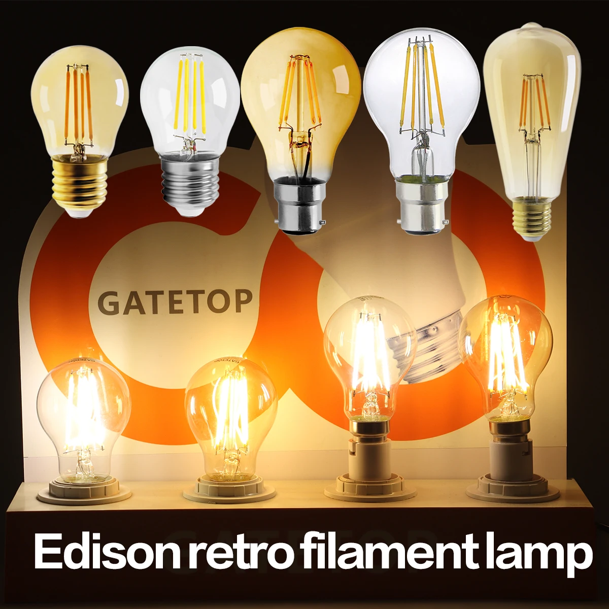 2 uds bombilla de filamento LED E14 E27 C35 C35T ST64 G80 A60 220V 4W 9W vidrio blanco cálido 360 grados Edison luz de vela Retro Blubs