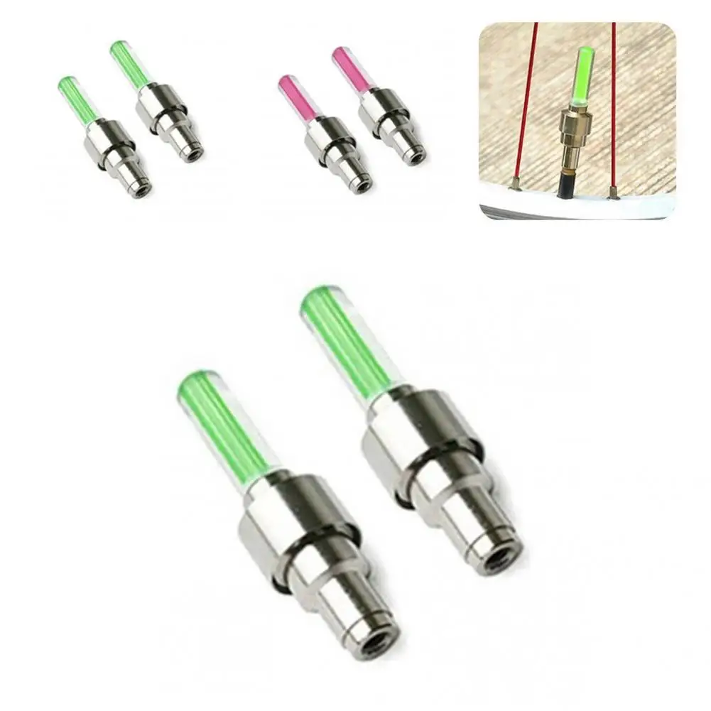 2Pcs LED Light Valve Cap Widely Compatible Auto Styling LED Light Wheel Valve Cap Bicycle LED NEON Light Wheel Valve Cap