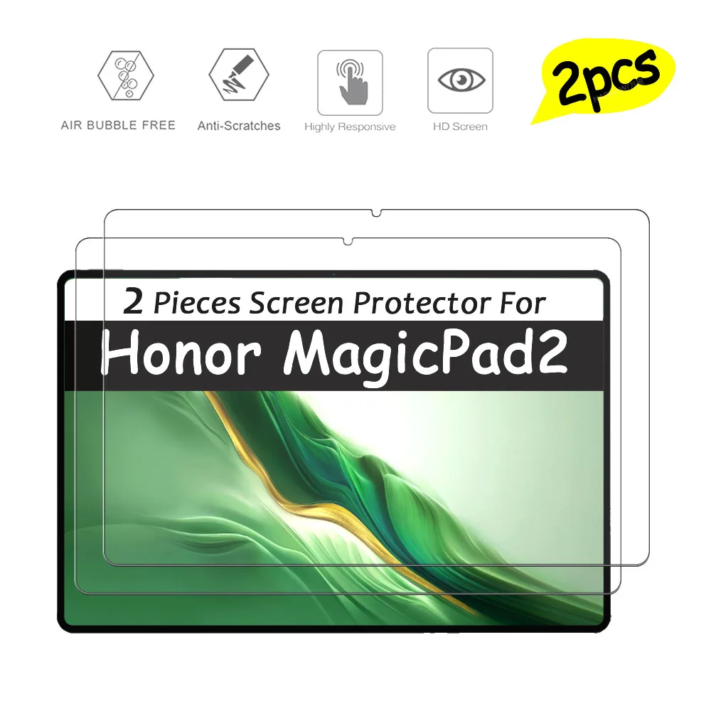 2 Pieces Oil-coating Ultra Clear Screen Protector HD Hard Film Scratch Proof Tempered Glass For Honor MagicPad 2 12.3 inch 2024