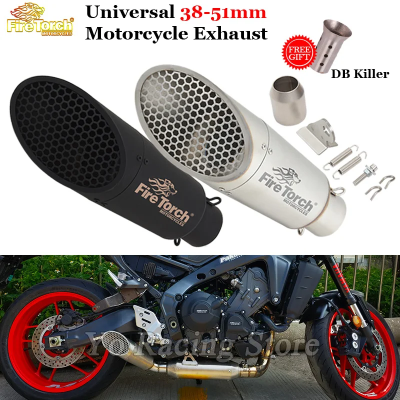 

Universal 51mm Motorcycle Exhaust Escape Pipe DB Killer Modify Mesh Muffler Moto For Kawasaki Z900 Yamaha R1 R6 DUKE 1290 MT09