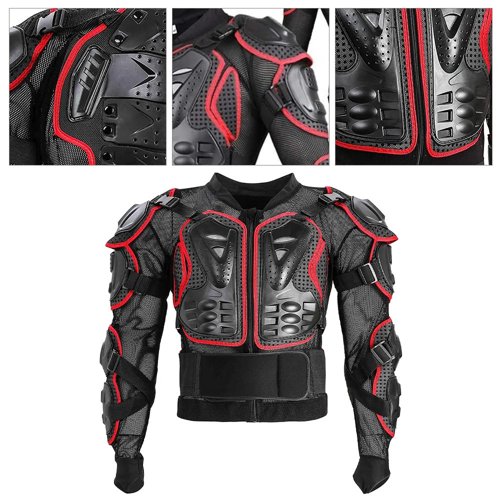 

1pc Motorcycle Protector Jacket Draping Design Breathable Full Protection For Adults Removable Back Waist Pads