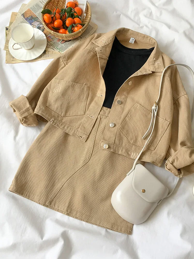 

Spring Autumn New Women's Two-Piece Jeans Coat Skirt Fashion Temperament Fashionable Suit Women Two Piece Outfits