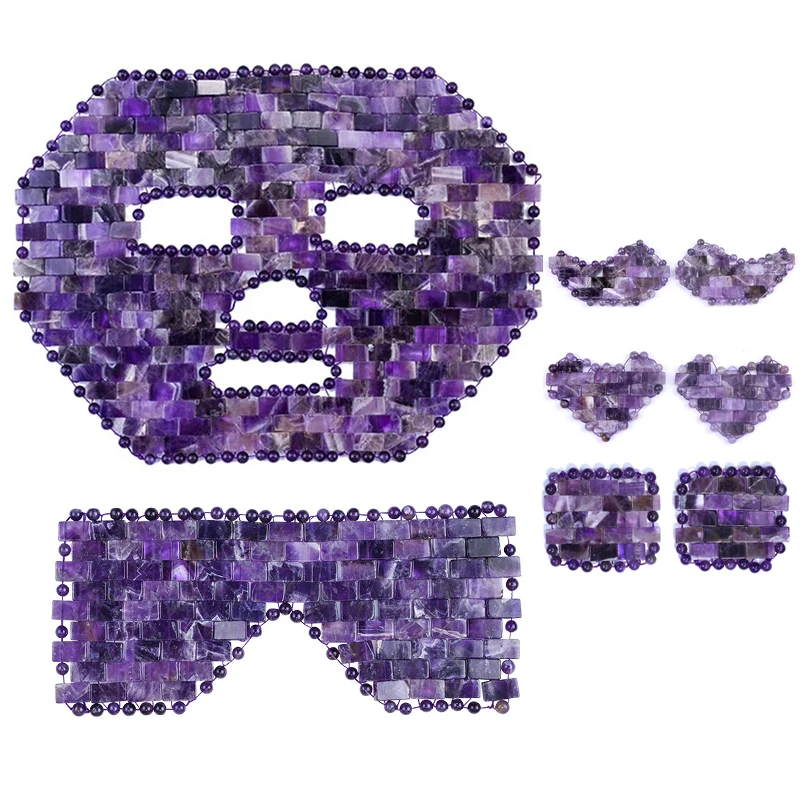 Amethyst Jade Eye Mask Natural Quartz Crystal Mask Cooling Sleeping Eye Mask for Anti-Aging Relief Eye Fatigue Massage Care Tool