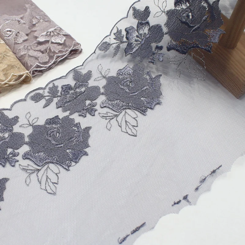 

1Lot/29Yards Rose Floral Mesh Embroidery Lace Fabric for Dress Lingerie Gold Threads Quality Soft Nude Net Embroidered Lace Trim