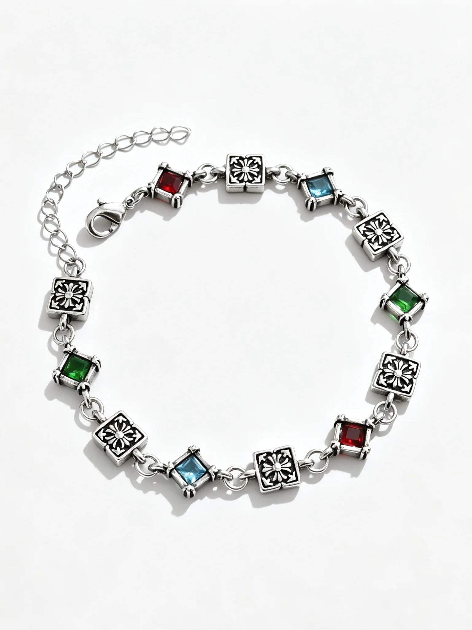 Colorful Zircon Cross Bracelet for Women, Retro, Exquisite, Simple, Unique, Punk Hip-Hop Hand Jewelry, 2026 New Style