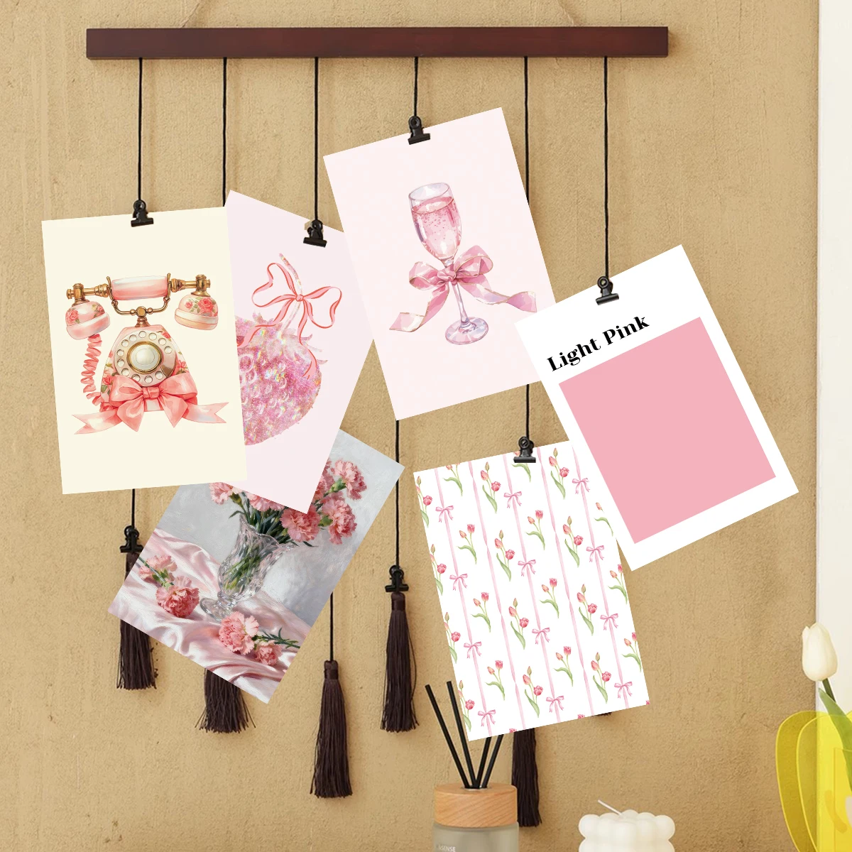 50 Stück rosa Themen-Wandkarten mit Aufklebern, für DIY Home Room Art Decor, Party-Hintergrund, ästhetisches Fotoalbum, Bastelprojekte-Karten – Detail 5