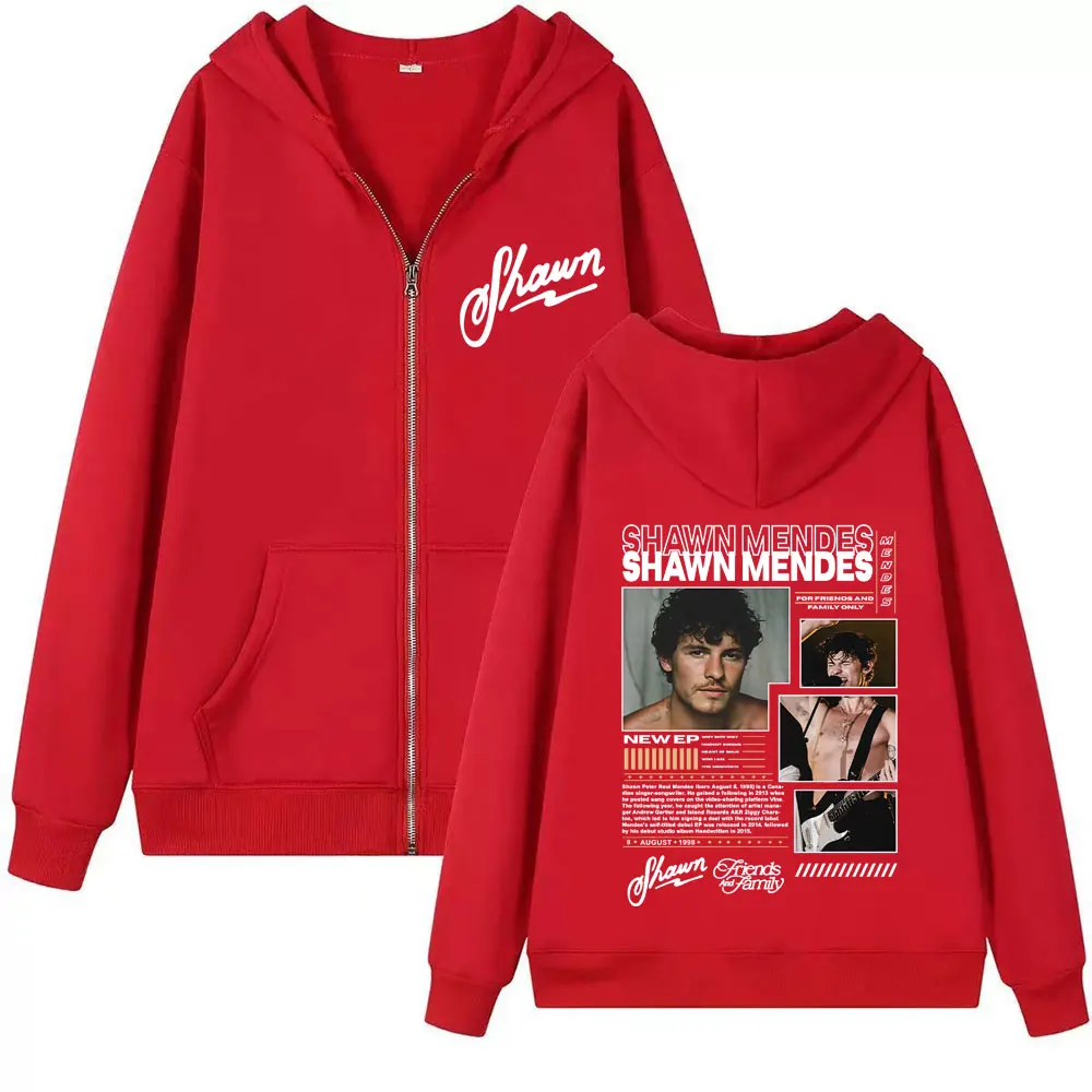 Cantor shawnendes álbum tour 2025 gráfico zip up hoodies moda masculina hip hop moletom de grandes dimensões manga longa pullovers com zíper
