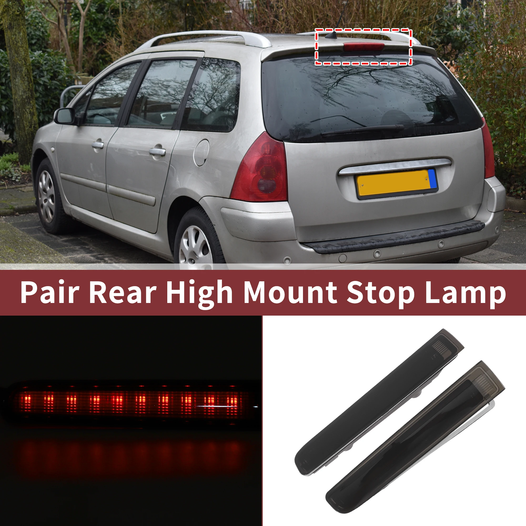 UXCELL LED Third Brake Light for VW T5 Transporter 2003-2015 No.7E0945097F Black 3rd High Mounted Stop Lamp ABS Rear Center High