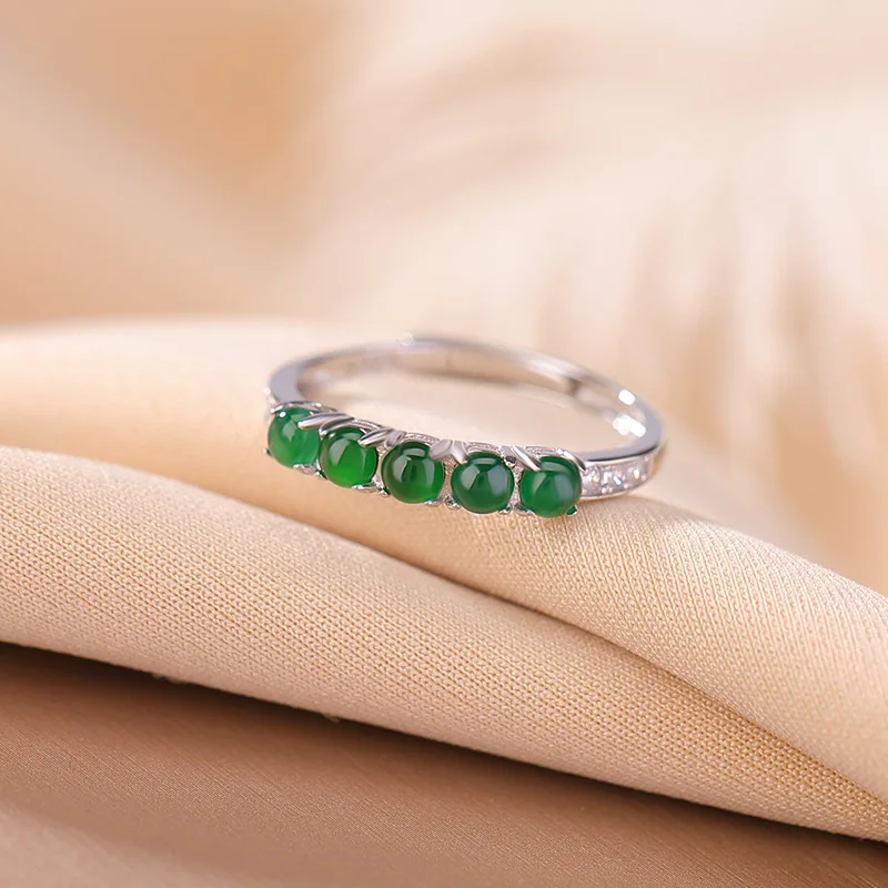 HX New Five-bead Ring for Women Simple and Fashionable Gift Adjustable Opening Temperament and Versatile Fashion Accessories image 2