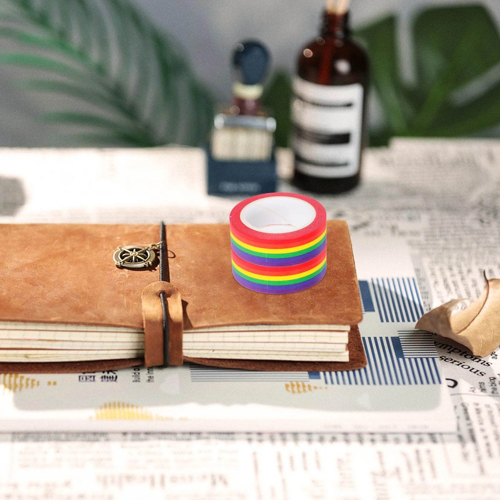 

4Pcs Washi Tape 15mmx10m Rainbow Stripe Design Decorative Masking for Planners Scrapbooking DIY Pride Crafts