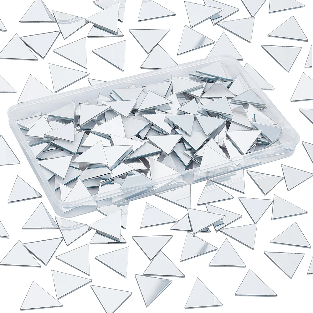 

1box 200pcs 3D Mirror Triangle Acrylic Mosaic Wall Sticker for Home Decoration or Crafts Silver 25x25x0.8mm