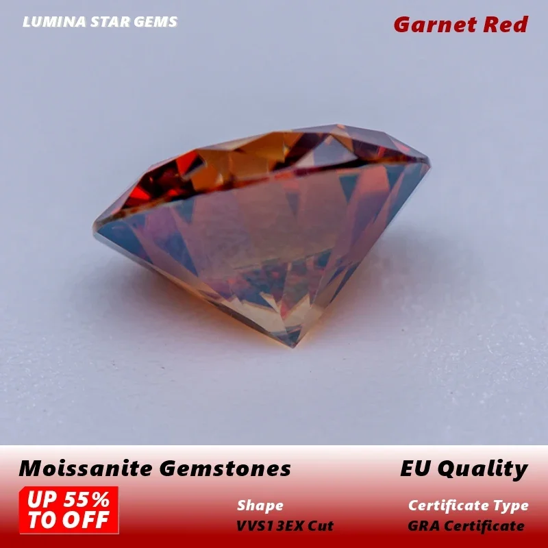 Garnet Red Moissanites Round Brilliant 3.0mm-11mm Hearts and Arrows Cut Moissanite EU Quality Jewelry Making With Certificate