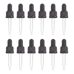 Set of 12 Glass Eye Droppers for Essential Oil 15ml (1/2 Ounce) Pressure Rotating Cover Oil Droppers Pipettes Roller Tops