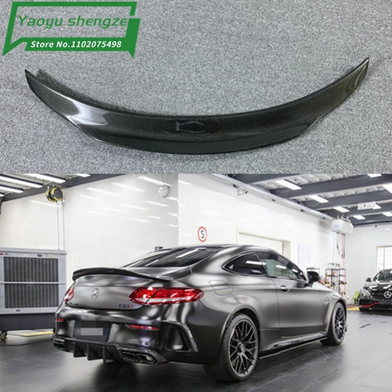 PS STYLE Real Carbon Fiber Performance trunk Highkick Trunk Spoiler Wing for Mercedes for Benz W205 Coupe C63 for AMG PSM 2015+