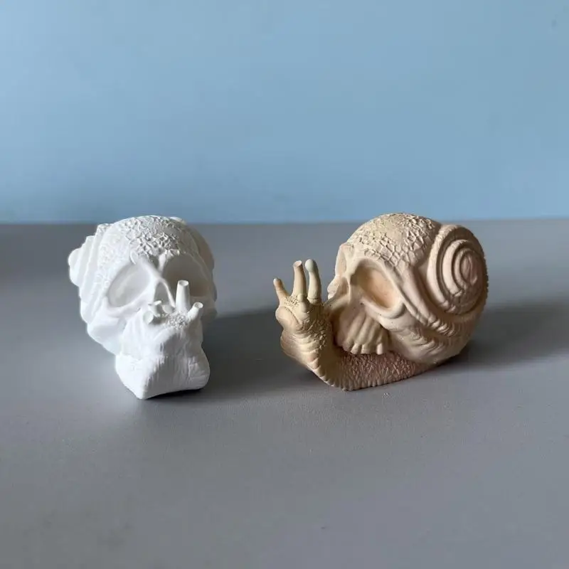 غير لاصقة سيليكون زخرفة قالب الحرفية DIY بها بنفسك الديكورات المنزلية الجمجمة الحلزون على شكل شمعة الصابون منحوتات الشمع الخبز #5