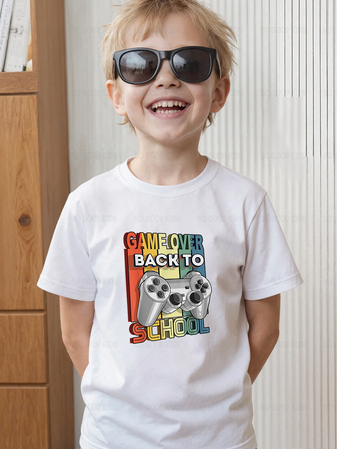 Game Over Back To School Game Controller Retro Graphic Kids T Shirt Boys Girls Family Matching Summer Crew Neck Casual Tee