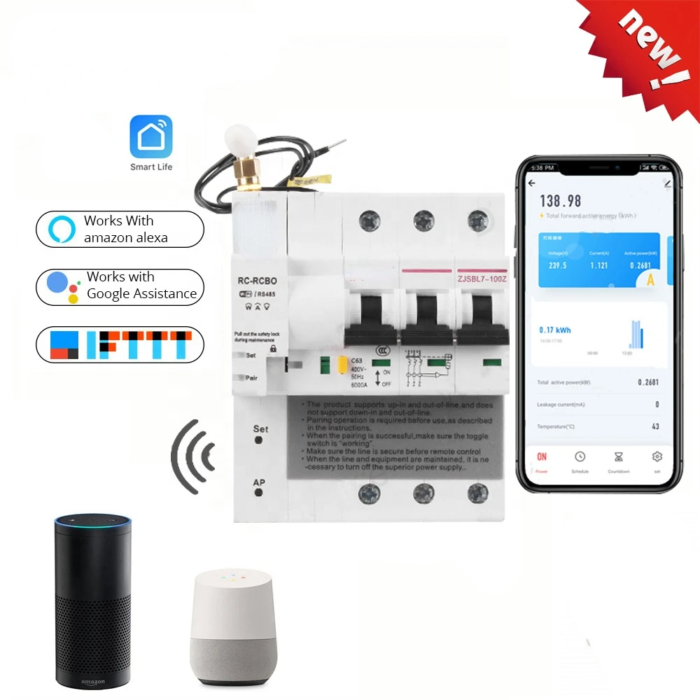 3P three phases energy monitoring circuit breaker