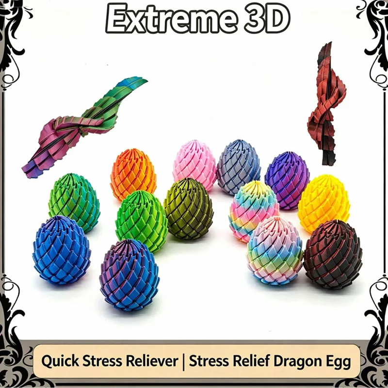 3D Printing Dragon Egg Stress Relief Model, Deformable Twist Egg, Creative Stress-Relief Gadget Desk Ornament /Gift Toy Decor