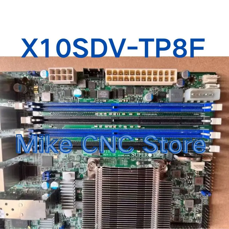 

Б/у материнская плата X10SDV-TP8F, интегрированная с процессором D1518, двумя сетевыми картами 10 Gigabit и 6 Gigabit, протестирована, исправна, быстрая доставка.