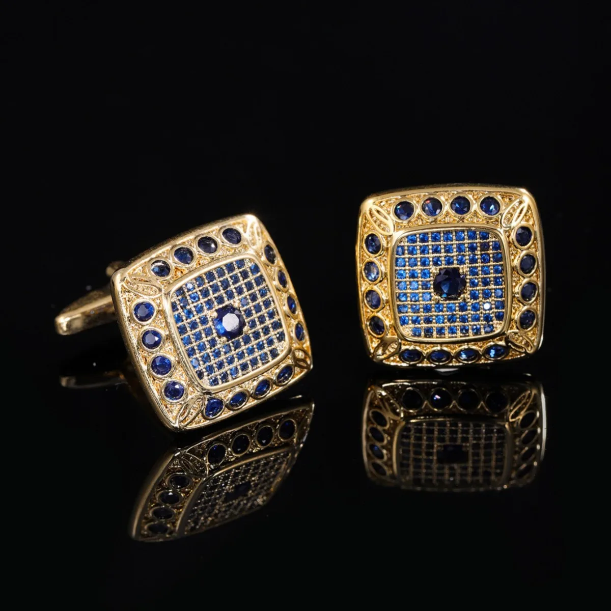 

New Luxury Rhinestone Square Cufflinks French Suit Shirt Buttons Business Party Jewelry High End Clothing Accessories