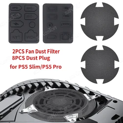 Cooling Fan Vents Dust Filter Dustproof Kits for PS5 Slim PS5 Pro Accessories Game Console Silicone Dust Plugs Set