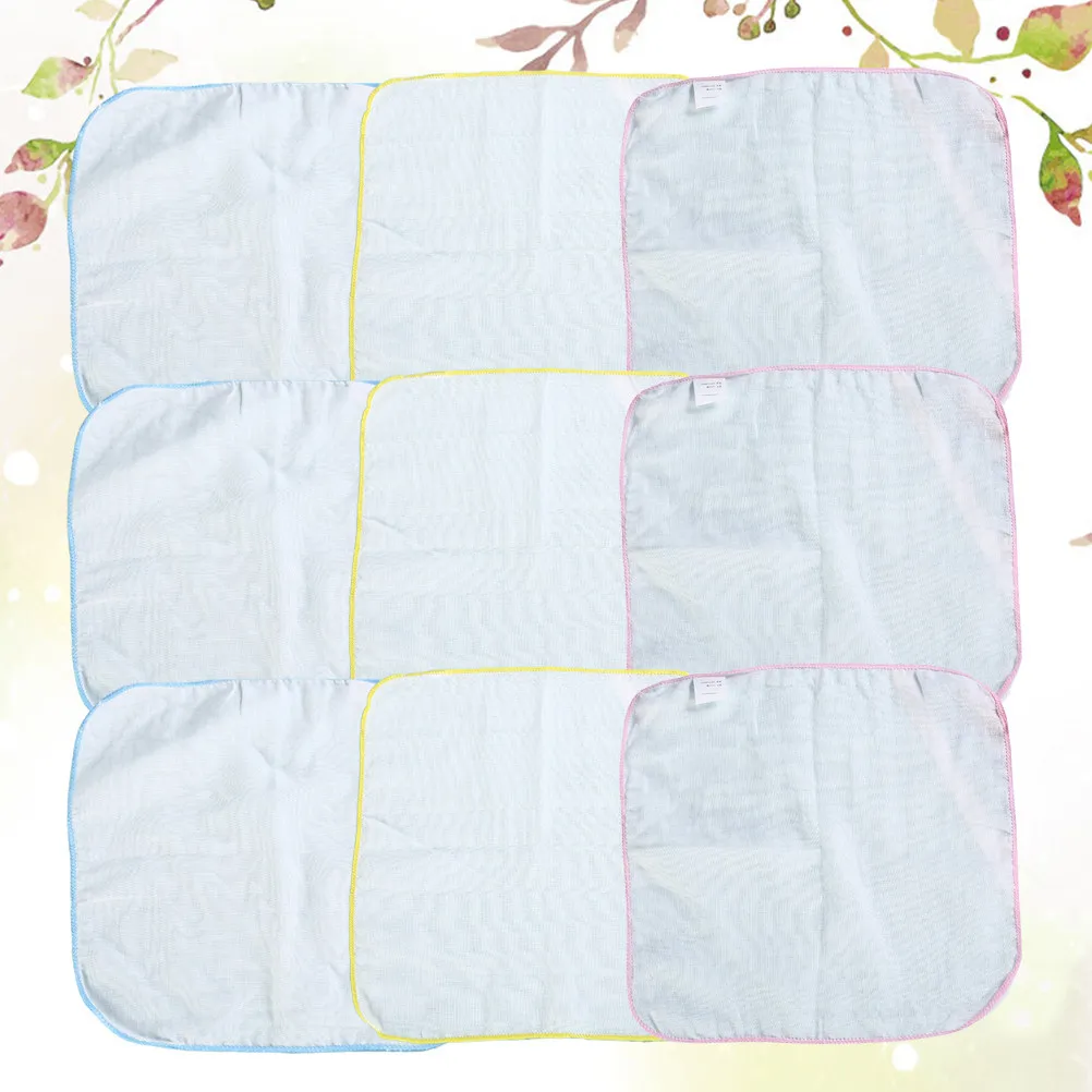 9pcs Baby Drool Bibs 30X30Cm Cotton Small Towel For Teething Infants Water Absorption Burp Cloth Square Kerchief Newborn Gift
