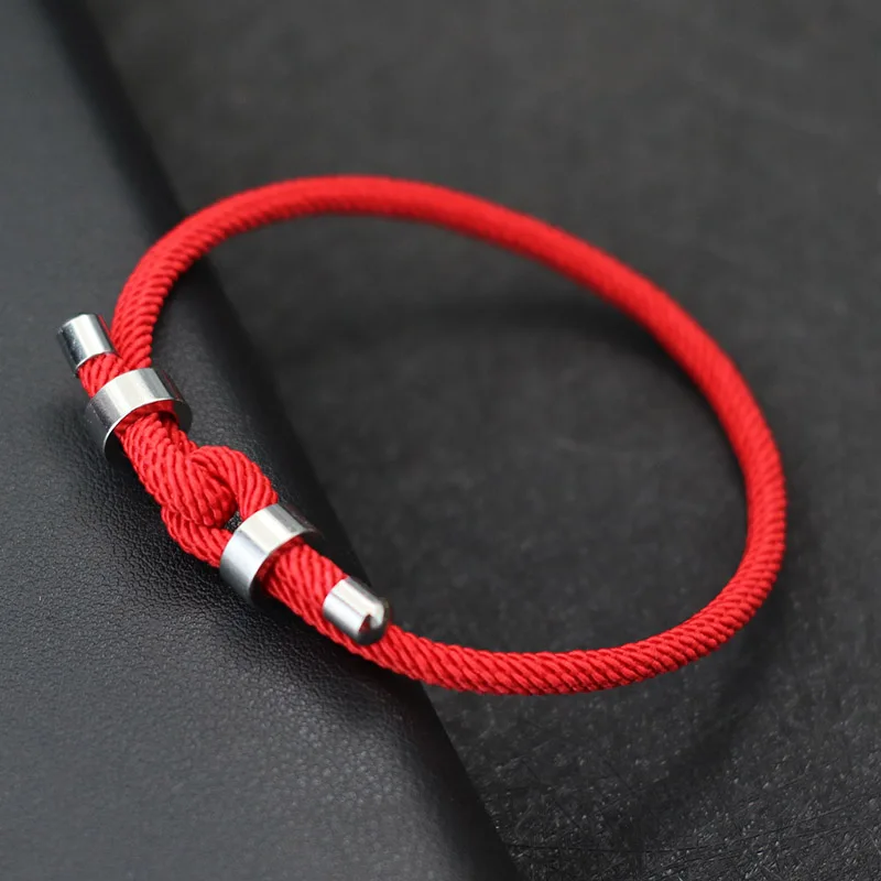 Noter Lucky bransoletka z czerwonej nici dla mężczyzn nieblaknąca regulowana bransoletka ze stali nierdzewnej z łańcuszkiem Pulsera Roja De Proteccion Joias
