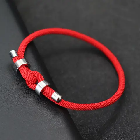 Noter 남성용 럭키 레드 스레드 팔찌 Unfading 스테인레스 스틸 조절 가능한 코드 체인 Braslet Pulsera Roja De Proteccion Joias