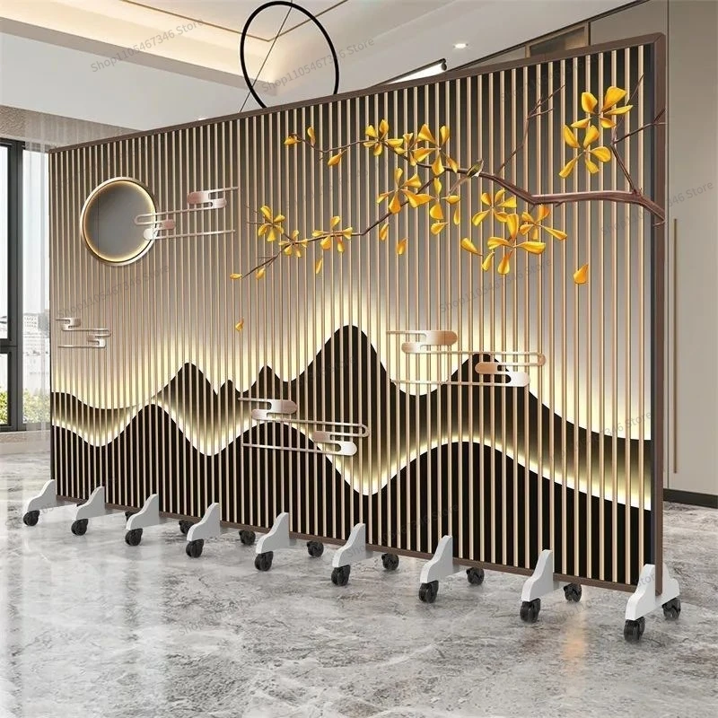 For Screen Partition, Living Room Occlusion, Office Hotel Entry Folding Mobile Hotel Private Room Retro High-end