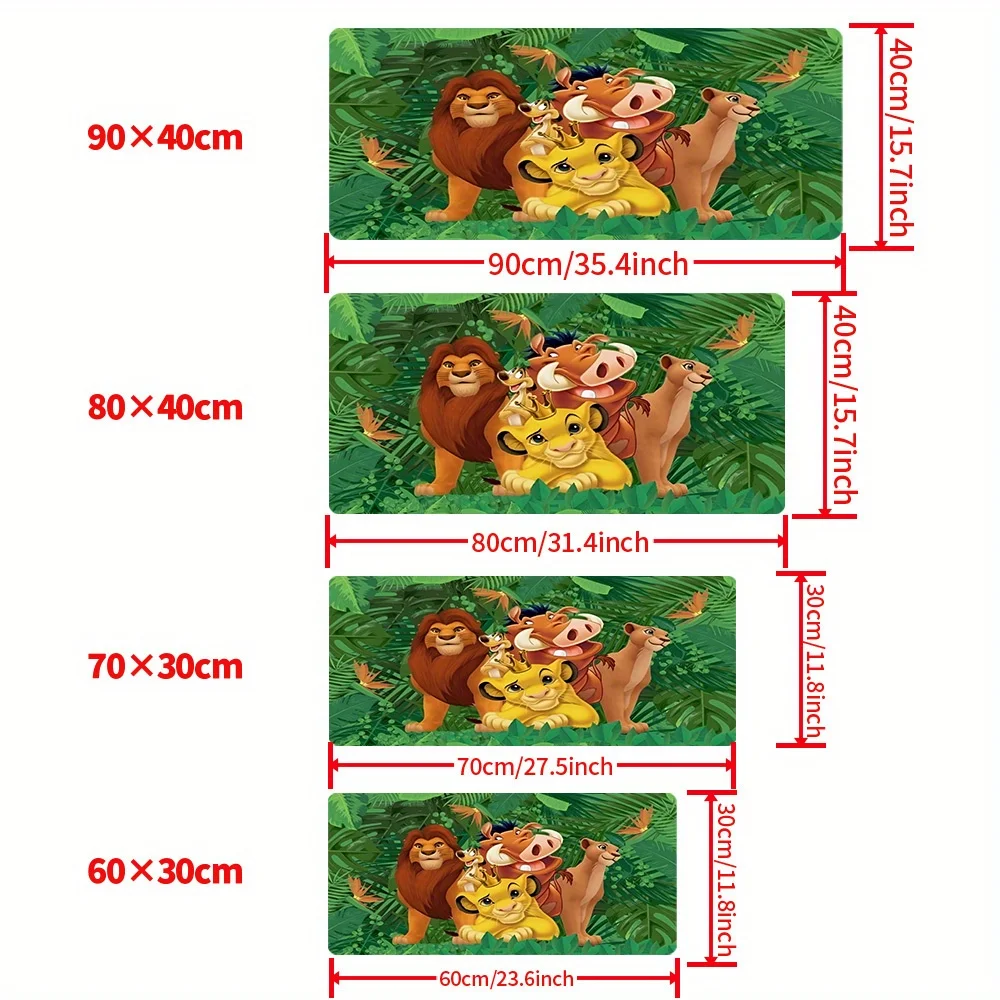 قطعة واحدة من لوحة الماوس الرسمية من Disney The Lion King - Simba وTimon & Pumbaa، قاعدة مطاطية غير قابلة للانزلاق، سجادة مكتب ألعاب كبيرة للكمبيوتر الشخصي والمكتب،
