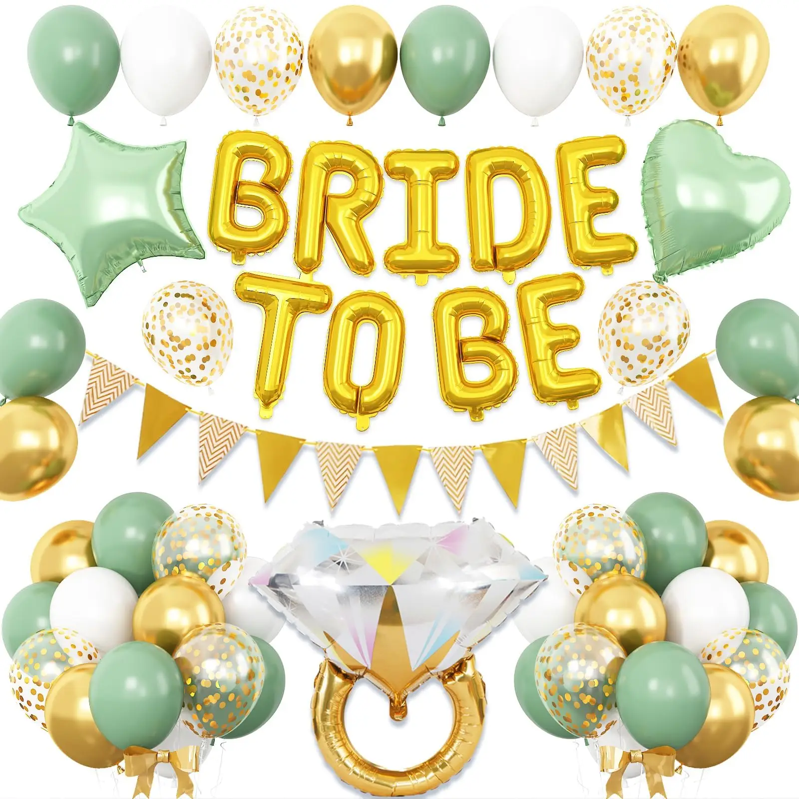 Bride to Be Ringförmiger Aluminiumfolienballon mit dreieckigem Wimpel und Latexballons, für Vorschlagpartys – Detail 4
