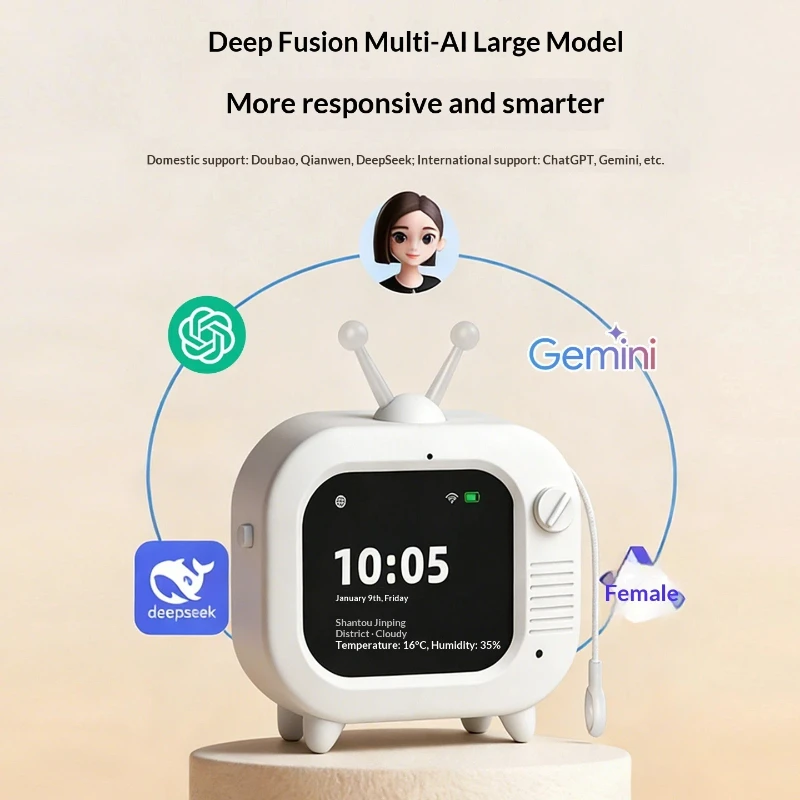 Antenna Yingbao Ai Smart Robot Voice Interactive Companion Lcd Display Alarm Clock Bluetooth Speaker Desktop Large Ai Models