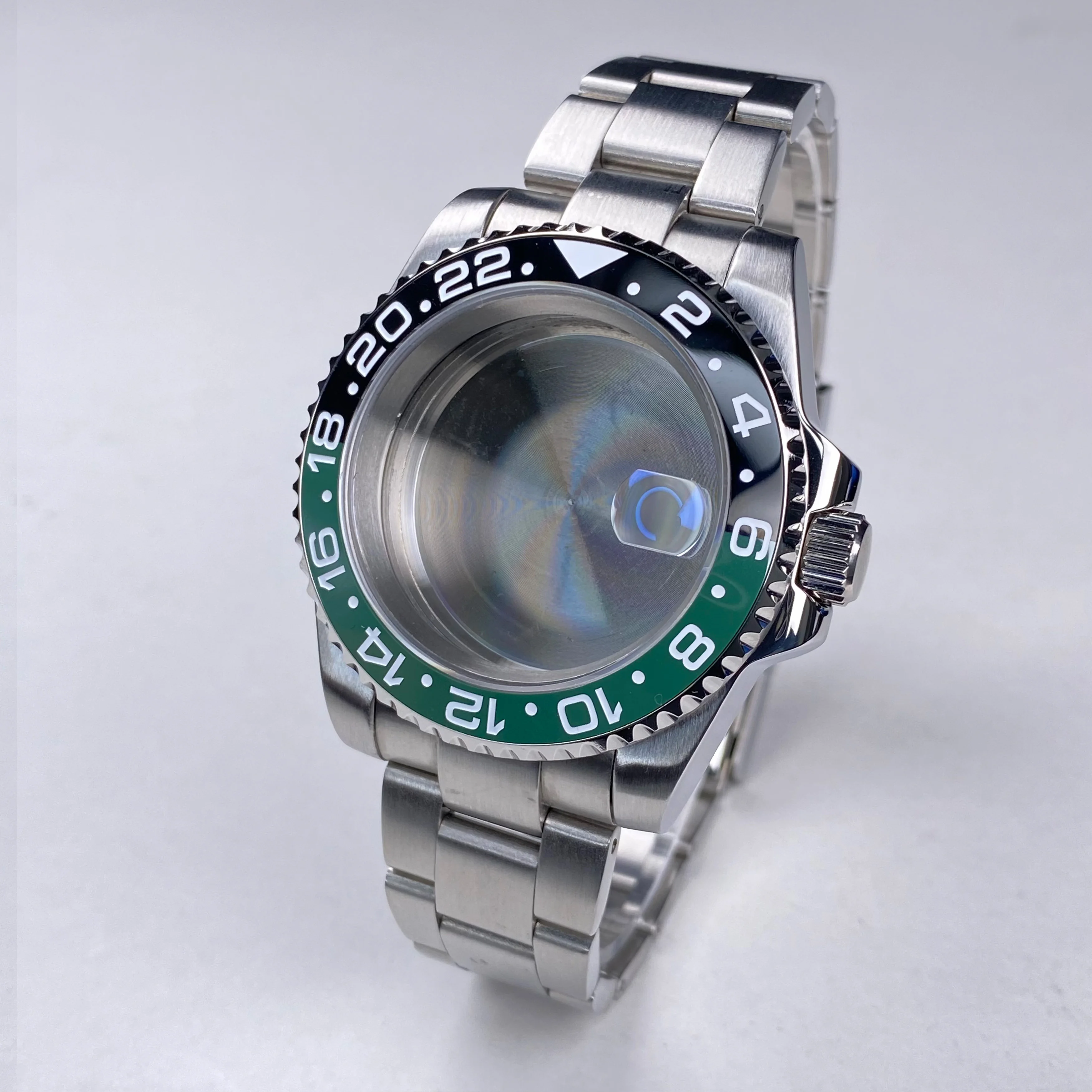 Высококачественные часы NH35, серебряный корпус, 40 мм, 120 кликов, нержавеющая сталь GMT/SUB, безель, подходит для NH34, NH35, NH36, механизм, циферблат 28,5 мм