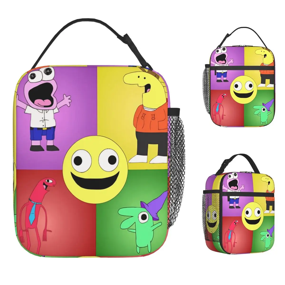 Cartoon S-Smiling Friends Lunch Bag Leisure Lunch Box For Unisex School Portable Cooler Bag Oxford Graphic Thermal Lunch Bags