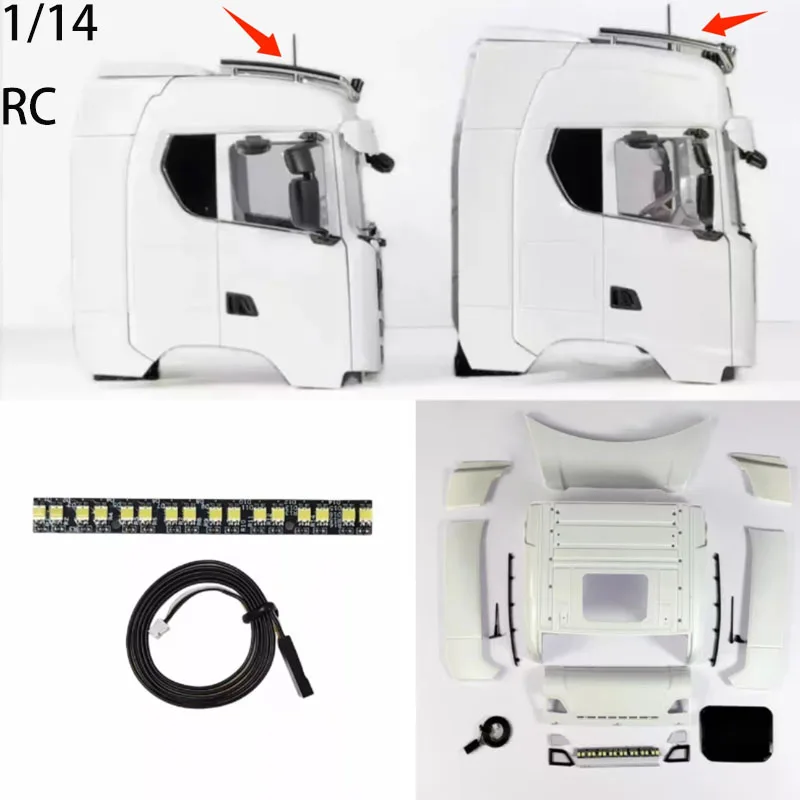 

770S 1/14 RC Truck Medium Roof And High Roof Cab KIT With LED For Tamiya 1/14 RC Tractor Truck 770S Series Accessories DIY Parts