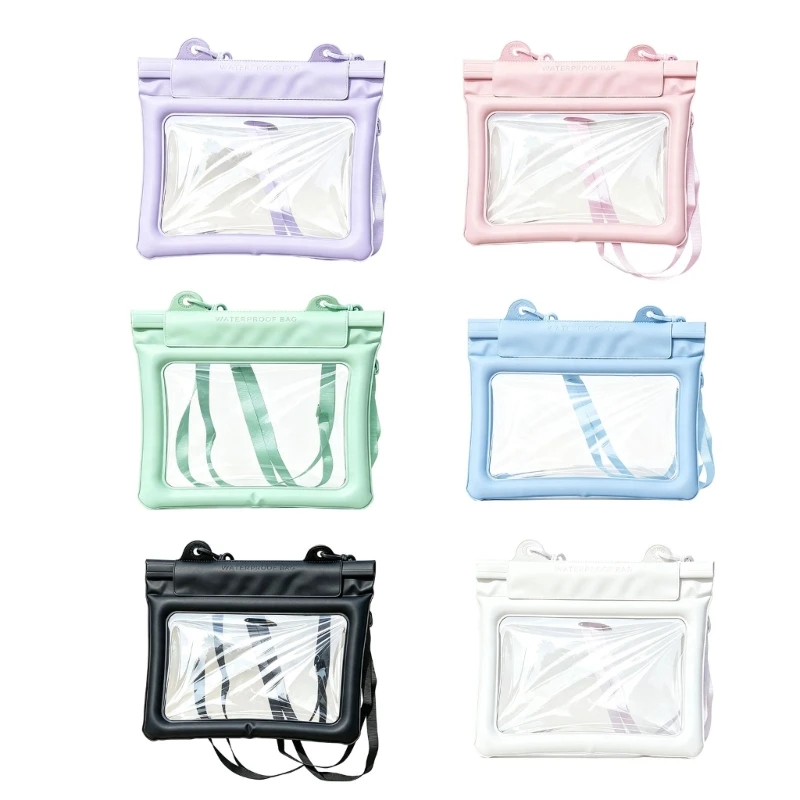 Waterproof Phone Bag with Clear Window and Adjustable Neck Lanyard for Beach X7JD