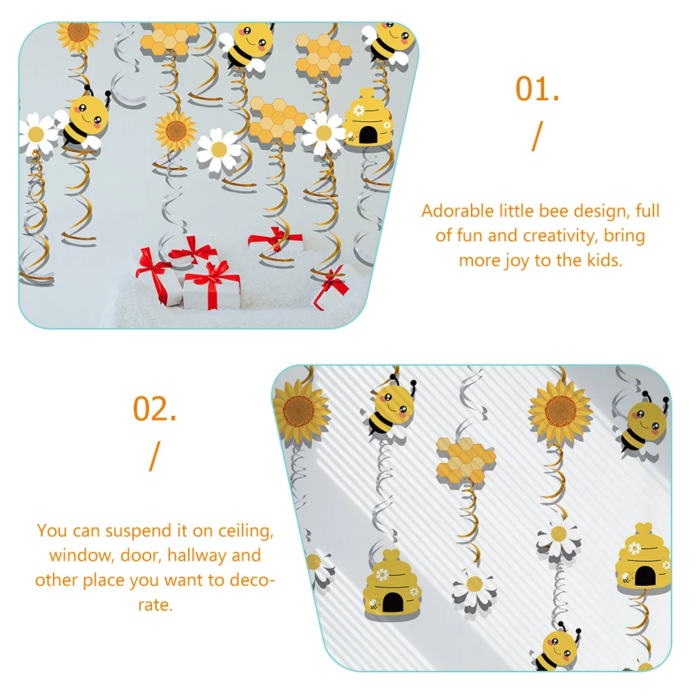 

Bee Hanging Swirl Decorations Bee Theme Birthday Party Shower Decor Create Cheerful Ambiance Fun Creative Design Reusable