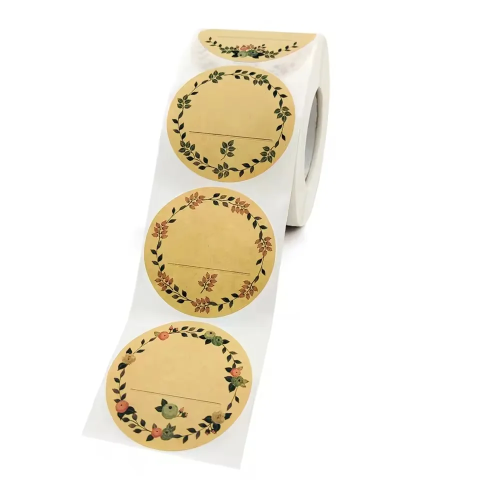 500pcs Round Floral Thank You Stickers Canning Labels for Food Containers Jars, Gift Baking Packing Decor, Can Write