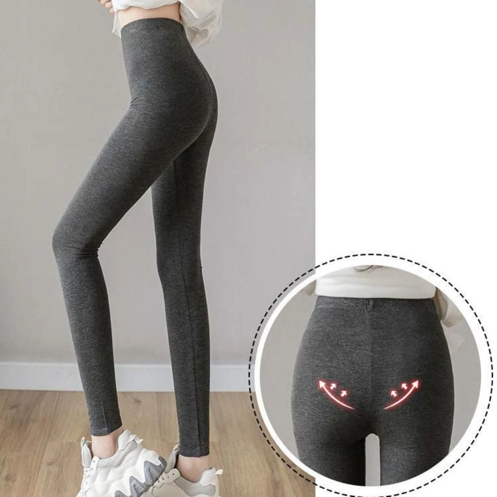 Thin Women Leggings Solid Color Abdominal Tightening Slim Stretch Cropped Pants Tights Stretch Pants Jogging Capri Pants Ladies
