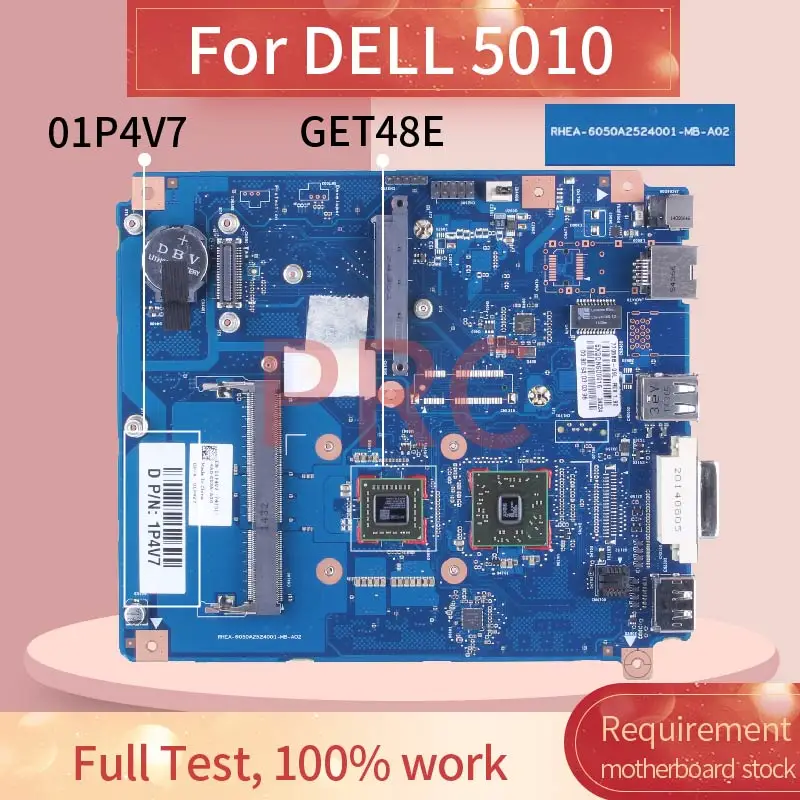 

For DELL 5010 Laptop Motherboard CN-01P4V7 01P4V7 GET48E 6050A2524001 DDR3 Notebook Mainboard