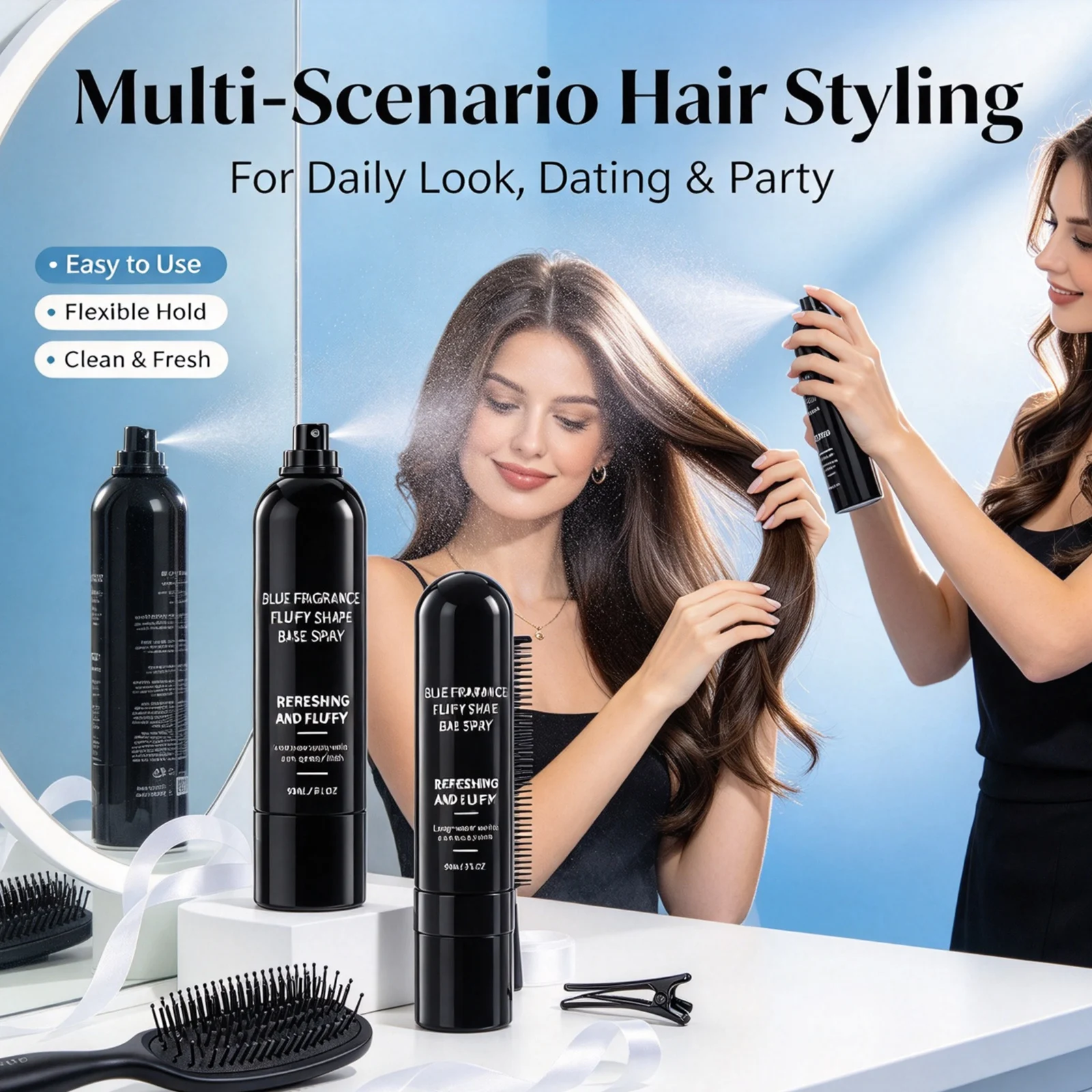 Refreshing Styling Spray Lazy Curl Defining Improve Texture Frizz Control Natural Hold Non Sticky Lightweight Hair Styling Spray