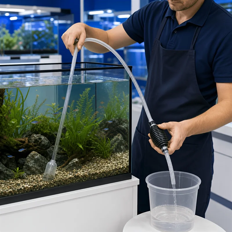 Manual Siphon Aquarium Water Changer, Segmented Gravel Cleaner with Flow Valve for Fresh & Saltwater Tanks
