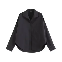 Cotton Blouses for Lady Harajuku Fashion Y2K Tops Black Autumn Blouse Long Sleeve Shirt Elegant Women's Luxury Blouses